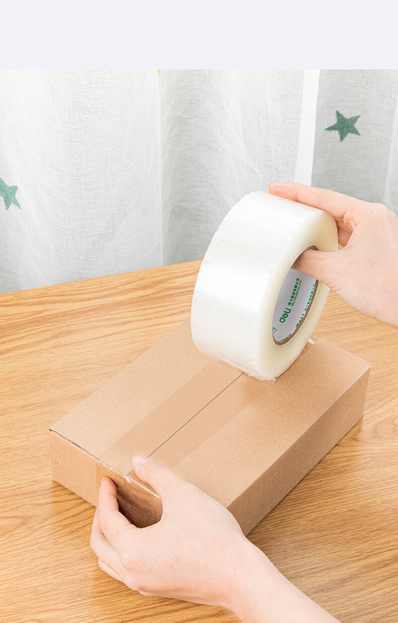 得力（deli） 得力胶带封箱胶带 胶条透明封箱带透明胶带 6卷装 55mm*200y (30278)