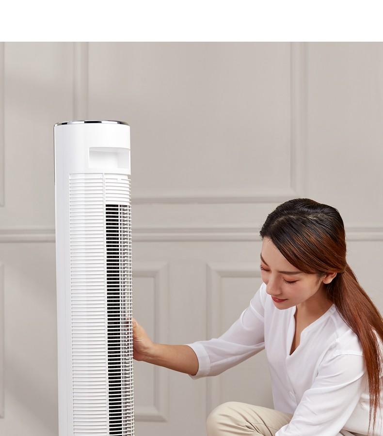 美的 Midea ZAC10CR无叶电风扇内旋摇头塔扇立式遥控轻音低噪全拆洗卧室客厅办公室触摸屏柔风