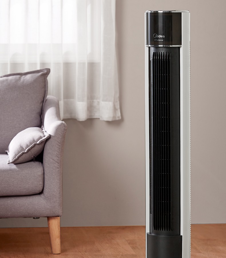 美的 Midea ZAC10CR无叶电风扇内旋摇头塔扇立式遥控轻音低噪全拆洗卧室客厅办公室触摸屏柔风