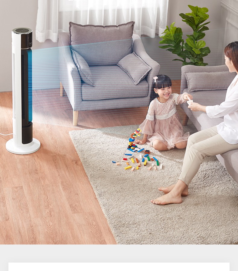 美的 Midea ZAC10CR无叶电风扇内旋摇头塔扇立式遥控轻音低噪全拆洗卧室客厅办公室触摸屏柔风