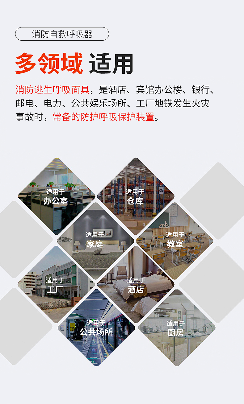 火焰战士 消防逃生面具防毒面具防烟面罩灭火器配套用过滤式自救呼吸器面罩 TZL30硅胶款