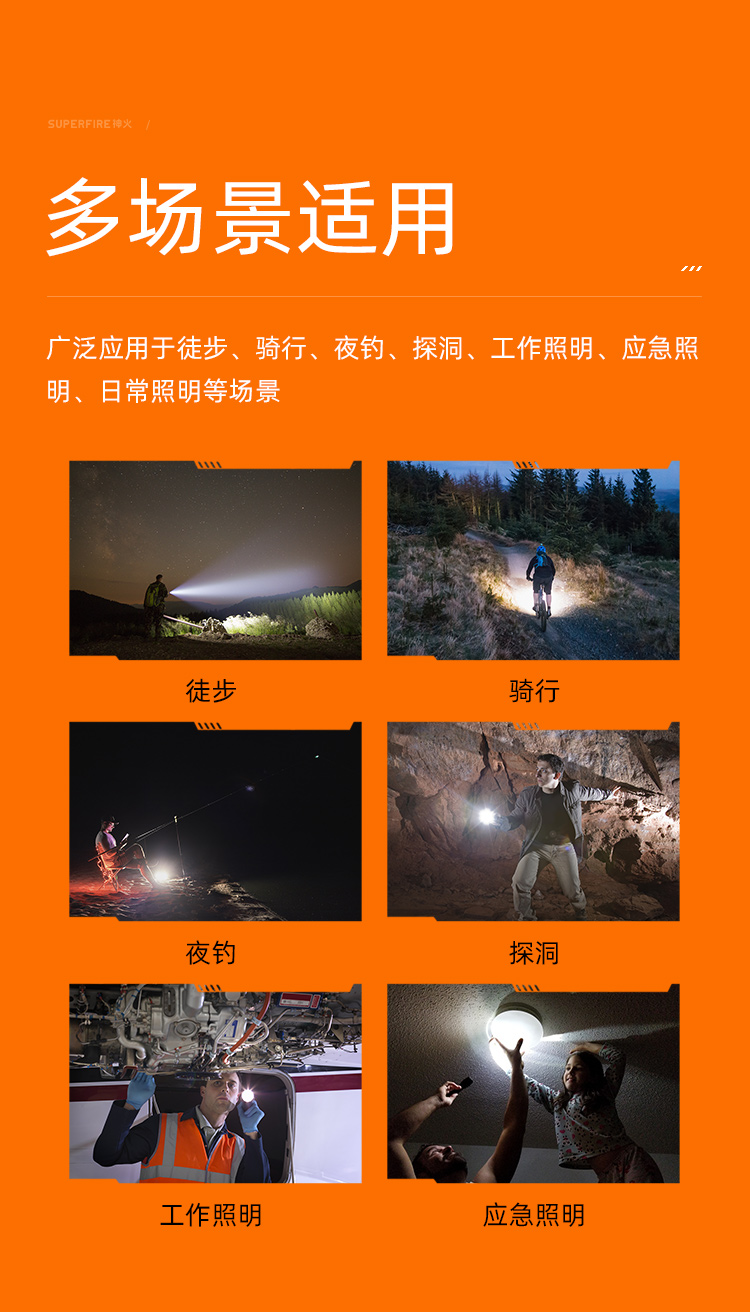 神火（supfire）L19强光可充电防水超亮26650大容量远射户外手电筒LED钓鱼灯手电