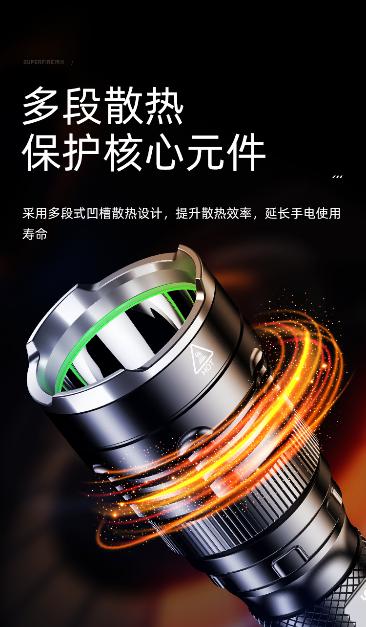 神火（supfire）L19强光可充电防水超亮26650大容量远射户外手电筒LED钓鱼灯手电