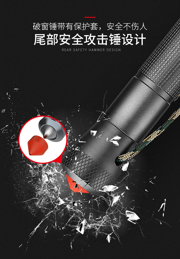 火焰战士 工兵铲多功能铲子车载铁锹兵工铲马氏体不锈钢 破窗锥 G20双头版 110厘米+照明装置