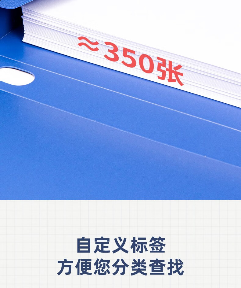 得力（deli）A4加厚塑料文件盒 加厚财会档案盒 文件收纳资料盒 磨砂表层 5605蓝色(宽35mm) 5只装
