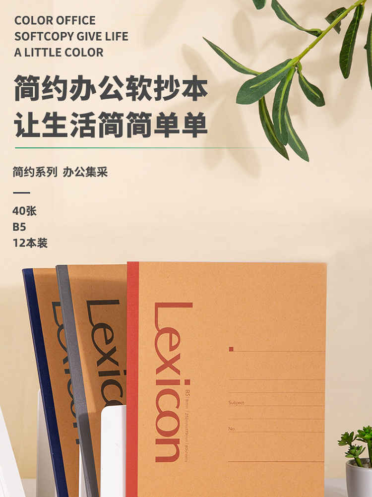 得力（deli）B5/40张牛皮纸无线胶装软抄本记事本 工作笔记本子文具办公用品 7641 (混)12本装