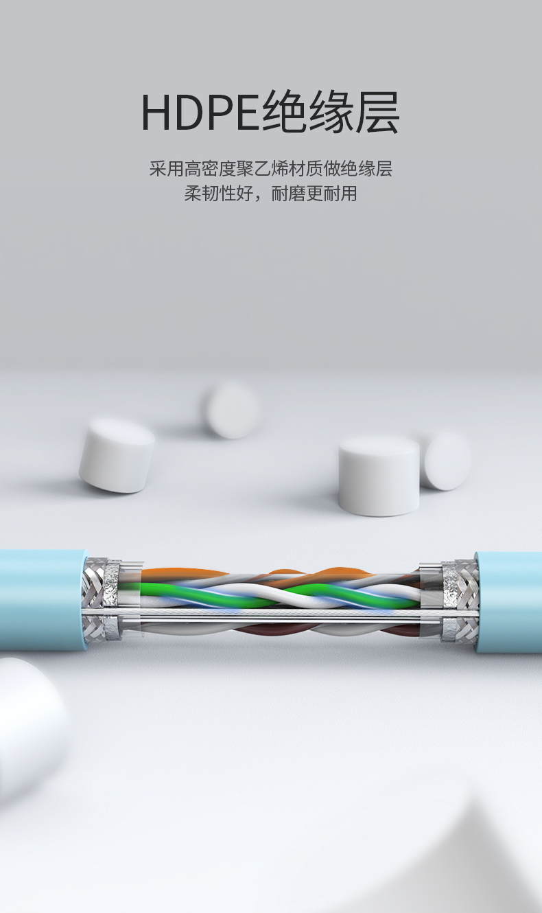 绿联（70317）六类七类八类千兆万兆高速箱线CAT6类网络连接线纯铜双屏蔽工程级网线 305米