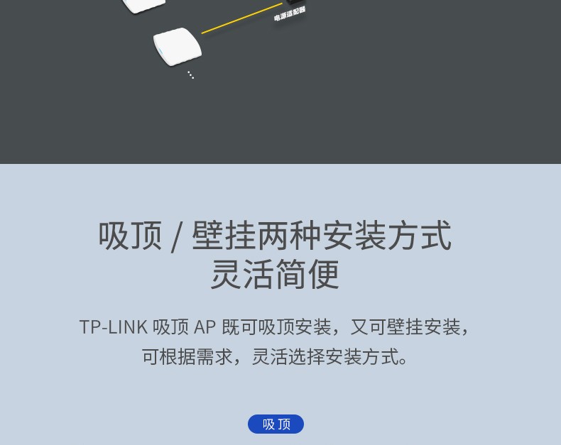 TP-LINK 普联 5G双频千兆无线吸顶AP企业级酒店别墅wifi TL-AP1200GC-POE/DC WDR7660