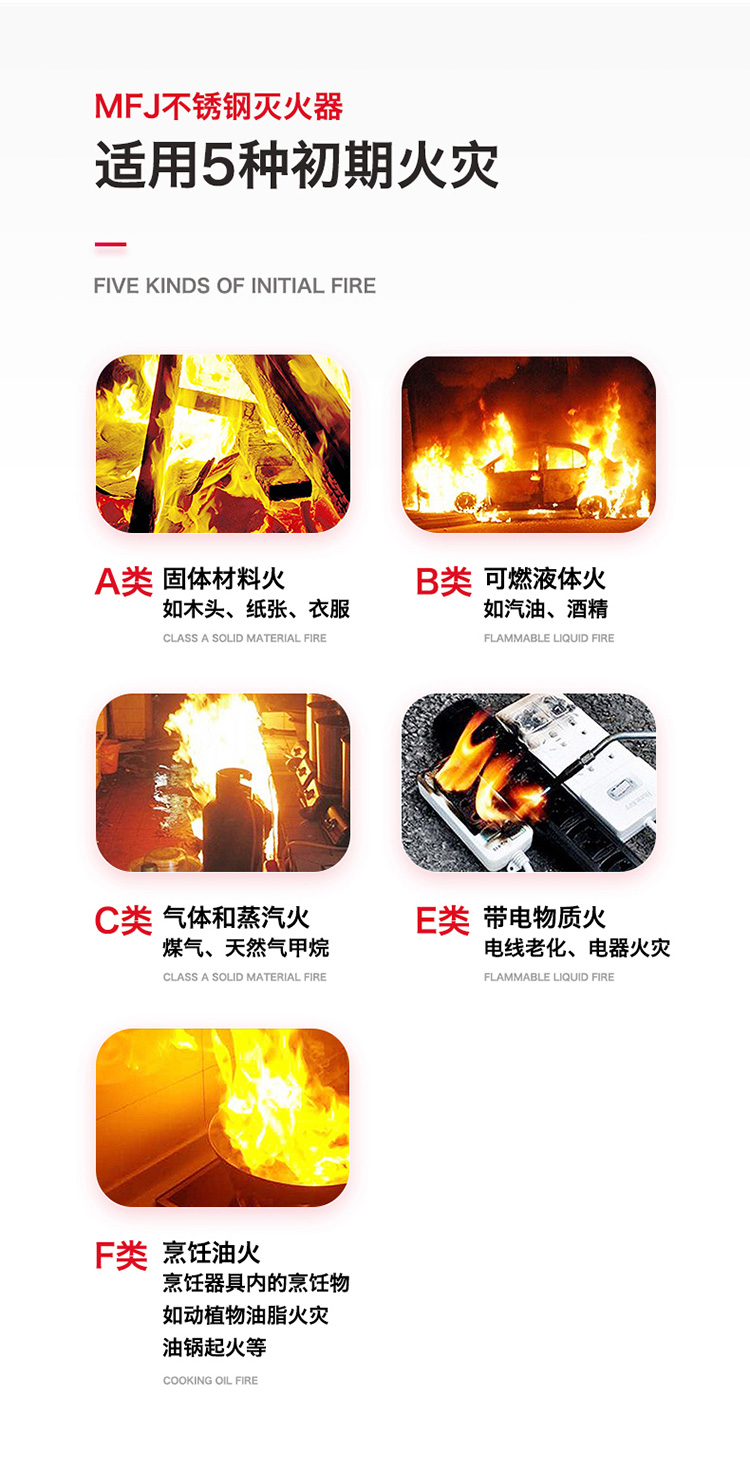 火焰战士 灭火器车载家庭汽车用干粉灭火器 便携小型消防器材灭火器 MFJ520 不锈钢款
