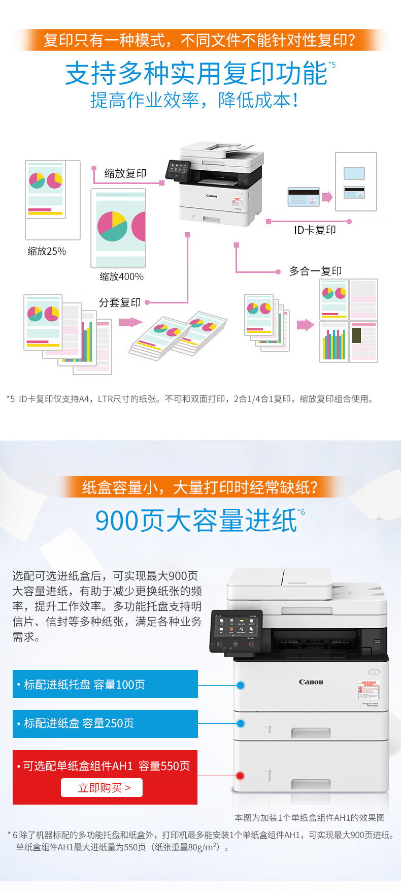 佳能（Canon）黑白激光A4打印机复印机扫描双面商用办公一体机 MF443DW (38页/分钟)