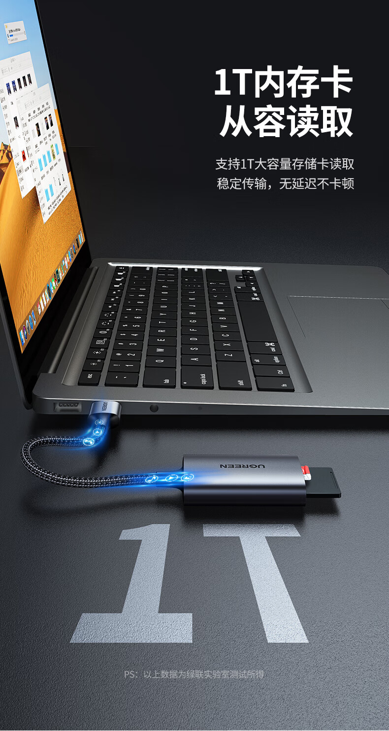 绿联（UGREEN）USB3.0高速读卡器 SD/TF卡多合一读卡器  双卡双读  CM401 80887