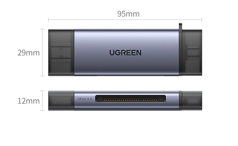 绿联（UGREEN）USB高速CFast读卡器 Type-c接口电脑otg手机两用 专业单反相机内存卡专用 深空灰 CM517 50906