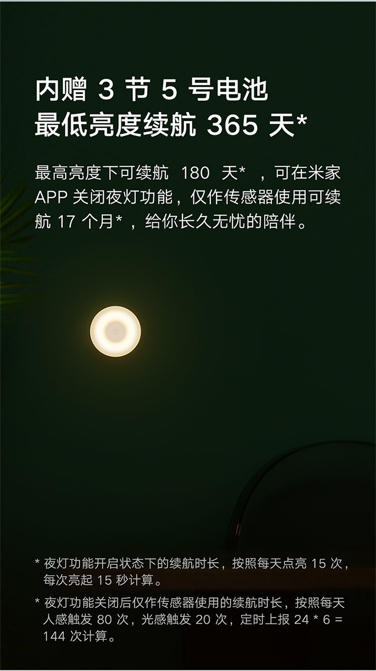 米家夜灯2 蓝牙版 智能联动360°旋转 智能夜灯人体/光线传感器3合1