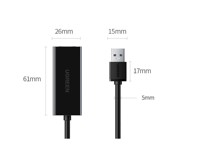 绿联（UGREEN）USB3.0千兆有线网卡转RJ45网线接口转换器 Switch外置网口扩展坞转接头 黑色  CR111 20256
