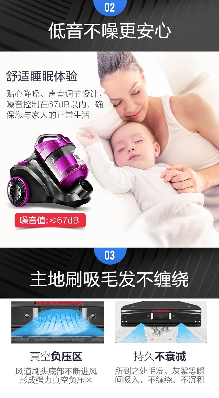美的（Midea）吸尘器C3-L143C家用吸尘器 卧式吸尘器 大吸力