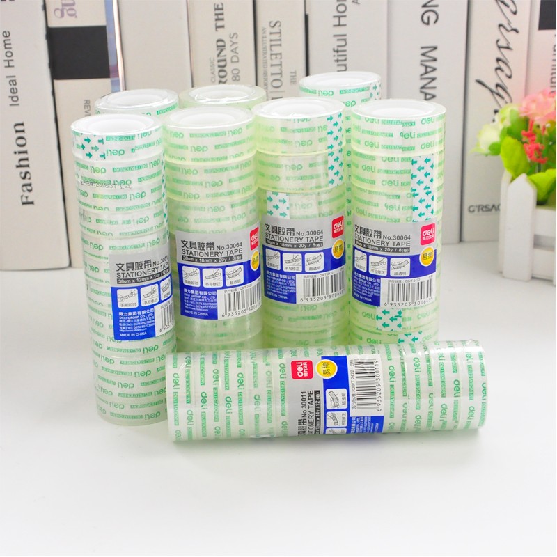 得力（deli）学生文具胶带 小卷胶带 透明彩色窄胶布 办公用品 30064(18mm*20y) 8卷/筒 3筒装
