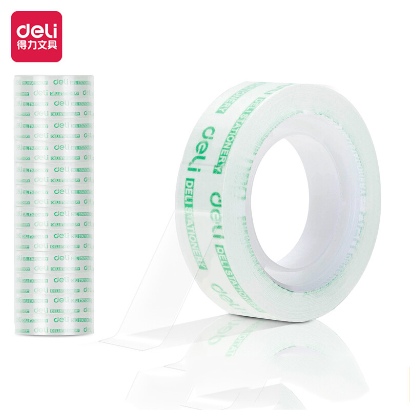 得力（deli）学生文具胶带 小卷胶带 透明彩色窄胶布 办公用品 30014(12mm*20y)(12卷/筒) 5筒装