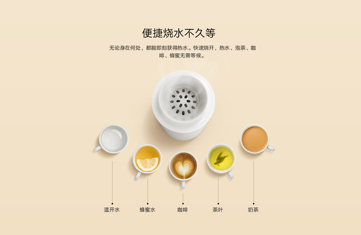 米家 小米电热杯 便携迷你烧水壶 家用出差旅行车载电热水壶 304不锈钢真空侧壁保温