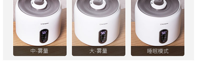 西屋(Westinghouse)加湿器卧室家用办公室上加水4升容量迷你桌面热雾加湿机WHT-4000K