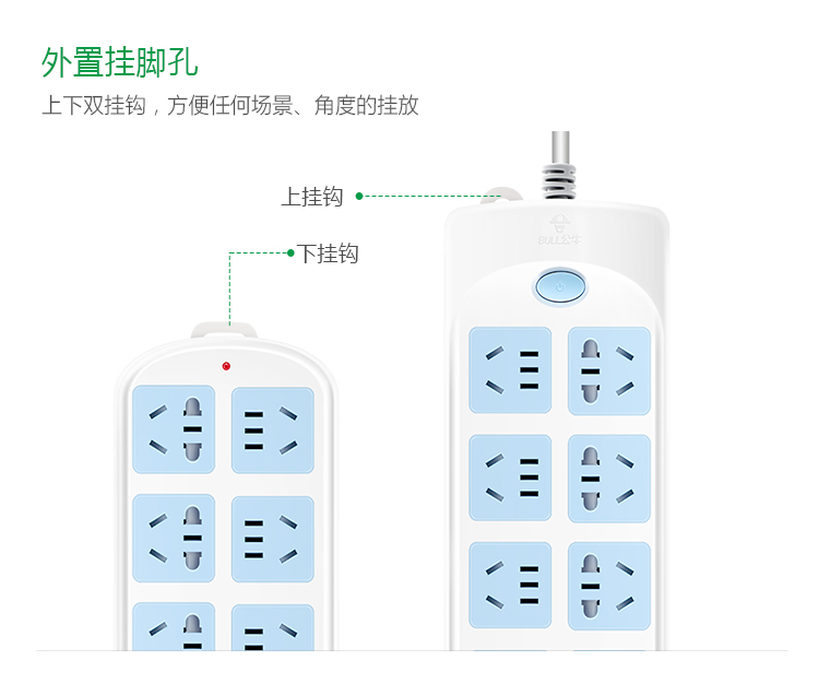 公牛（BULL）新国标插座/插线板/插排/排插/接线板/拖线板 8位总控全长3米 GN-604