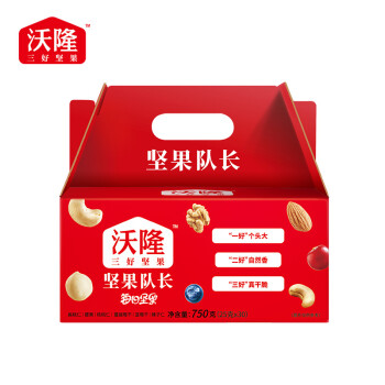 沃隆休闲零食坚果炒货年货礼盒每日坚果A成人款750g 25克*30袋 红色升级款