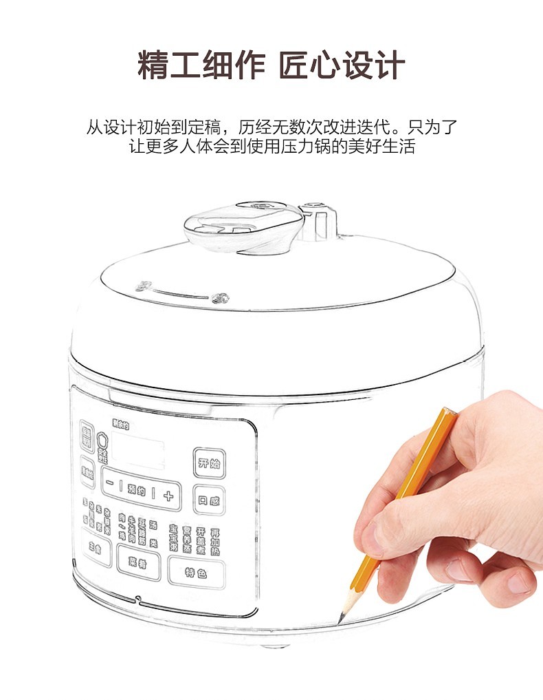 美的（Midea）电压力锅2.5L家用小型电饭煲【支持开盖煮】高压力迷你型电压锅SS2522P