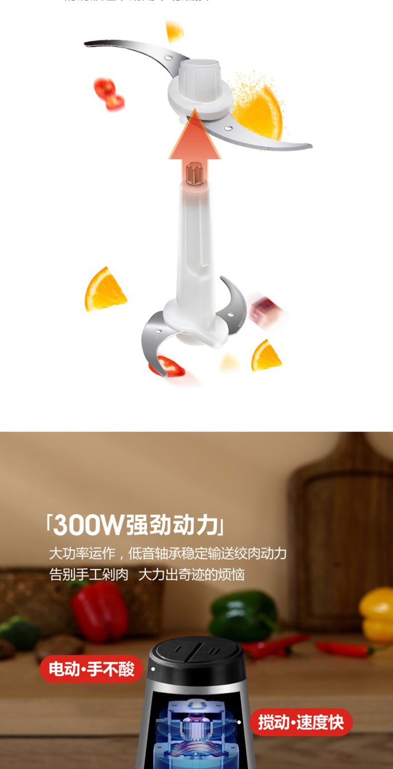 惠而浦（whirlpool） 绞肉机家用多功能料理机绞肉机搅蒜机绞肉沫 WMG-MS202G 不锈钢色