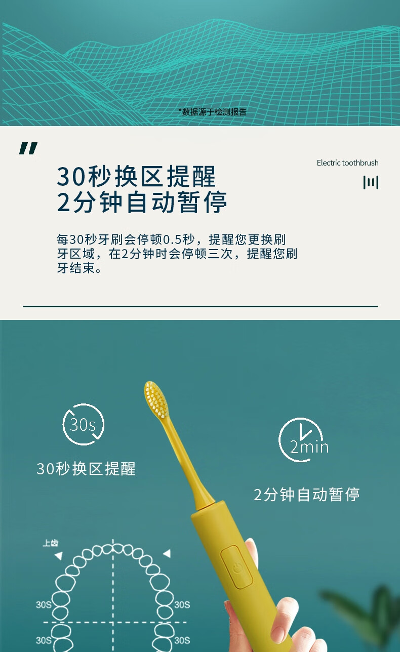 上亨（shangheng）电动牙刷声波震动磁悬浮马达电动牙刷成人美国杜邦软毛刷头情侣学生款男女通用黄SHZH-009
