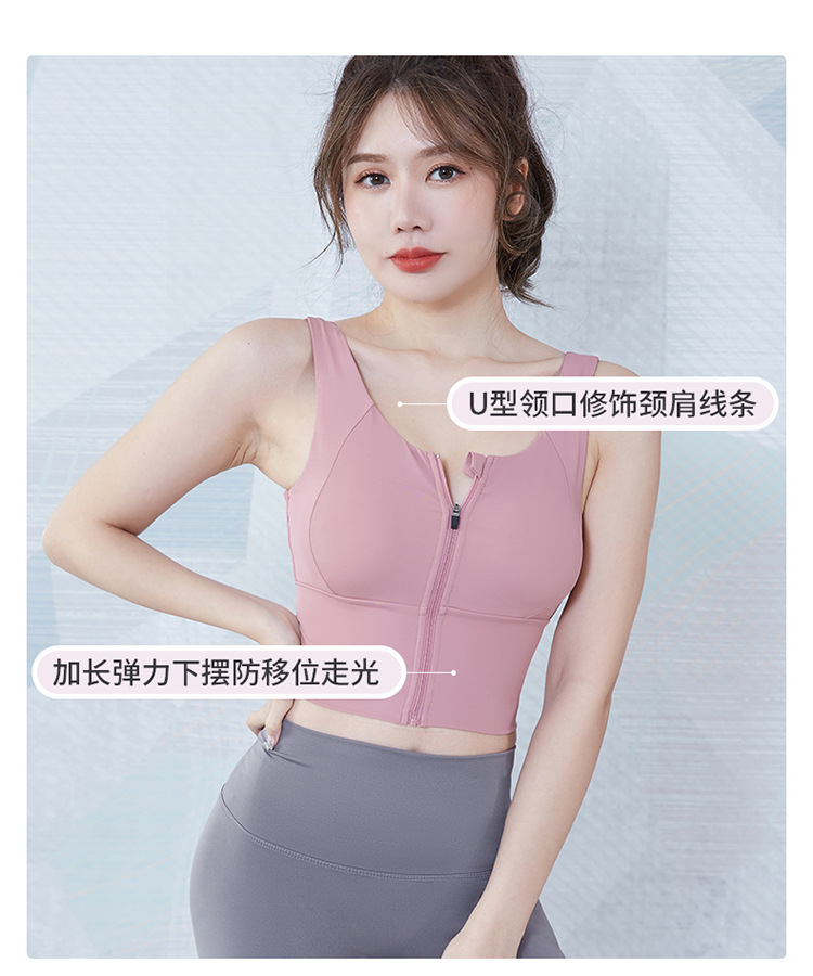 范斯蒂克（vansydical） 春夏前拉链运动内衣女防震跑步聚拢定型健身瑜伽美背加大码 梅沙色 L FBF201177