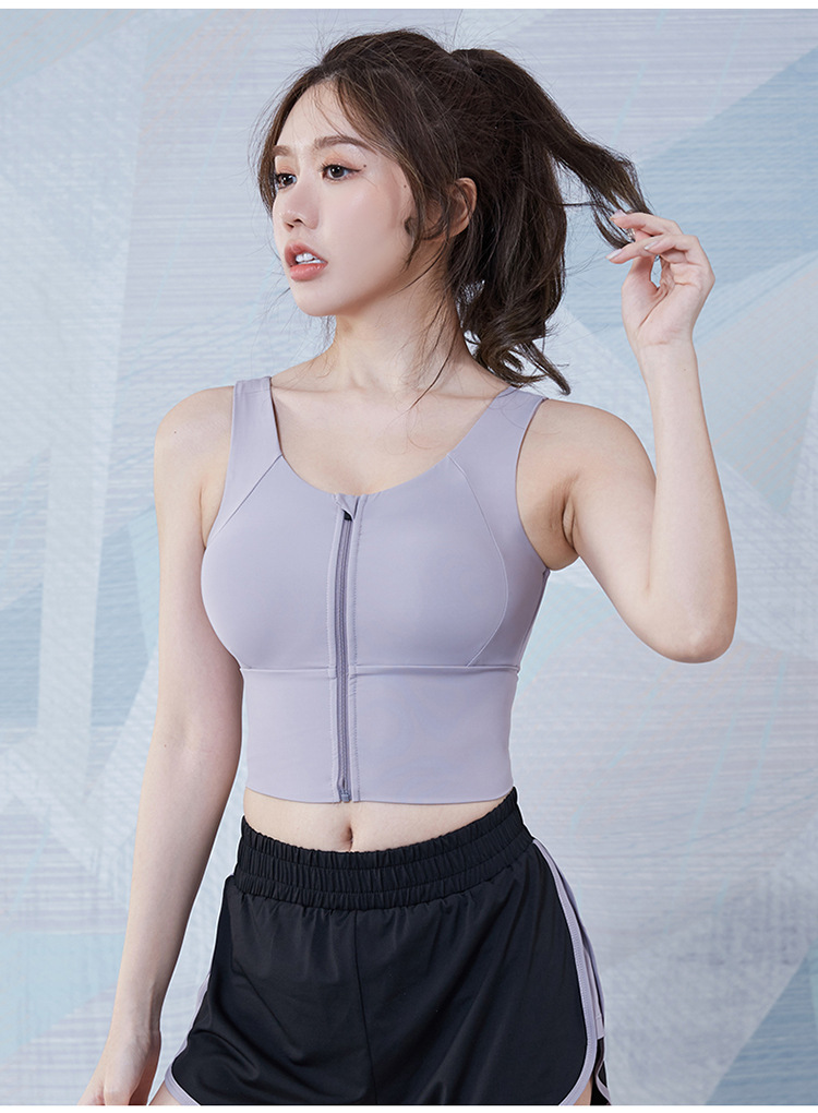 范斯蒂克（vansydical） 春夏前拉链运动内衣女防震跑步聚拢定型健身瑜伽美背加大码 梅沙色 L FBF201177