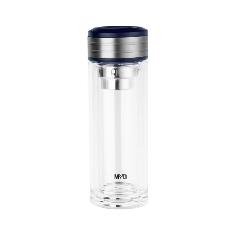 晨光（M&G）水杯 保温杯 双层隔热玻璃直杯350ml 学生办公用品 ARCN8293 黑色单个装