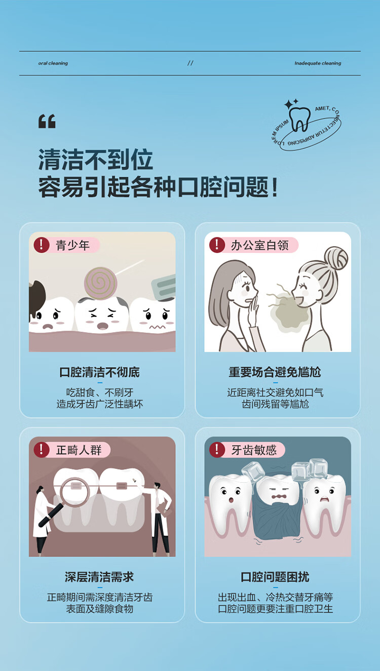 美的（Midea）冲牙器洗牙器水牙线洗牙神器洁牙器 小蓝鲸便携式电动正畸冲牙器家用 MC-BJ0101