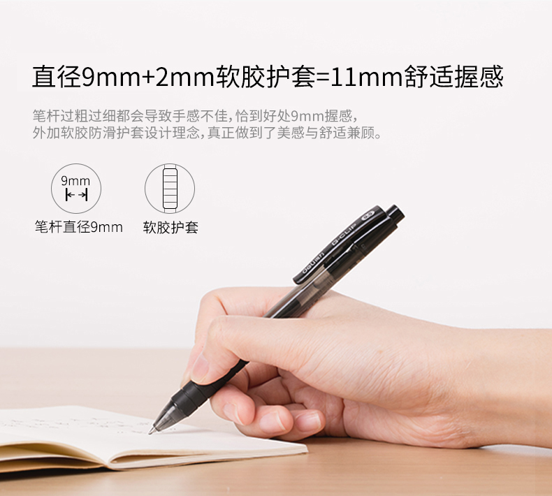 得力(deli）签字笔按动中性笔0.5mm水笔办公用品签字笔(黑)12支装 S06