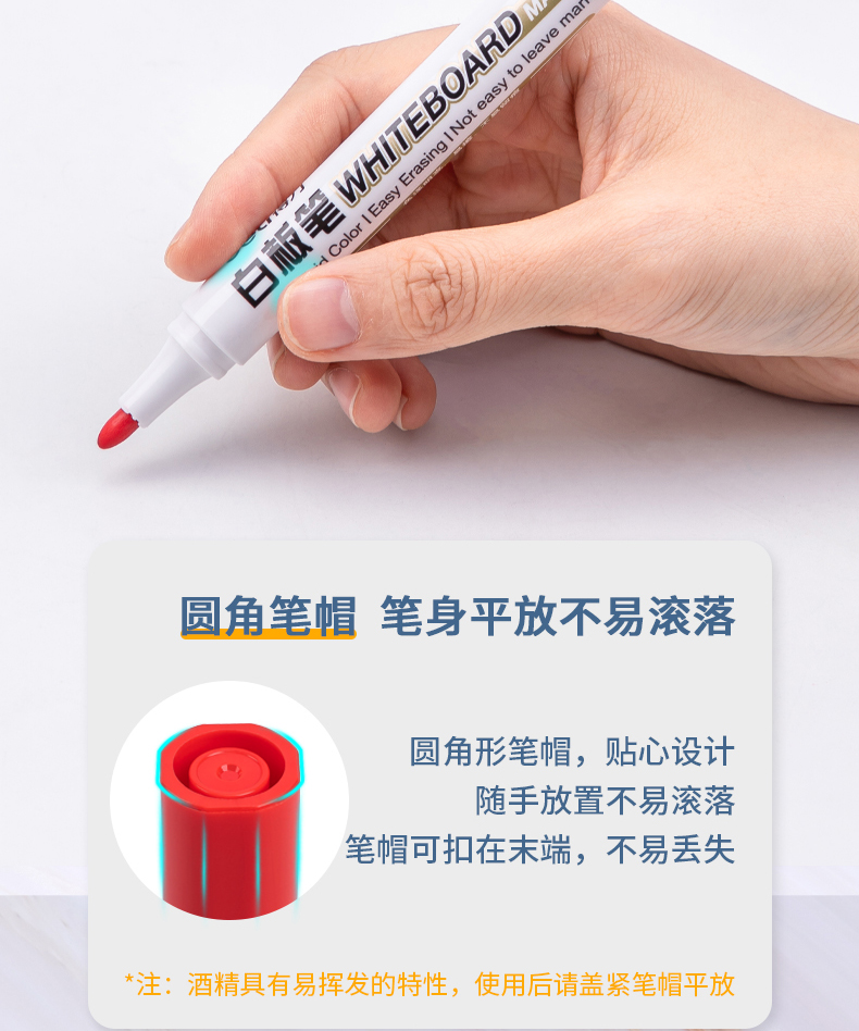 得力(deli）水性记号笔 白板笔 可擦易擦白板笔 办公用品 (黑）20支装 6817