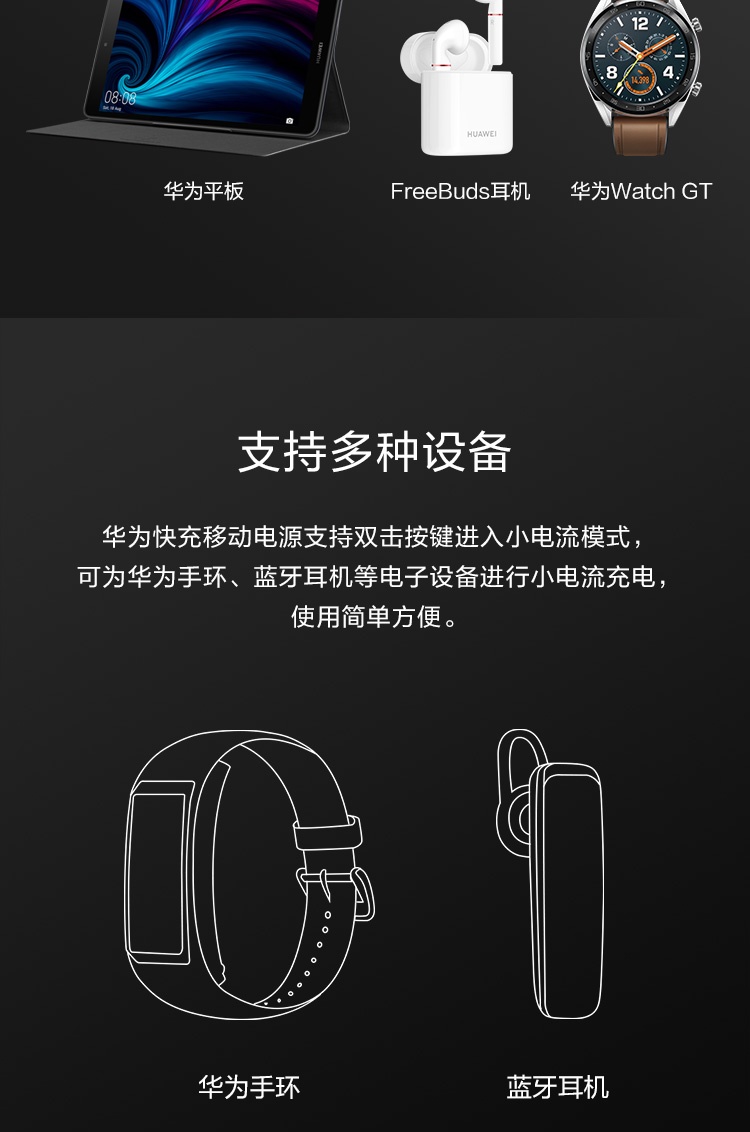 华为（HUAWEI）10000mAh移动电源/充电宝 TypeC接口/18W双向快充 黑CP11QC