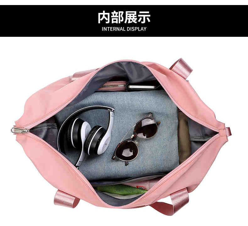 恒源祥 手提包健身训练包干湿分离户外大容量防泼水香芋色