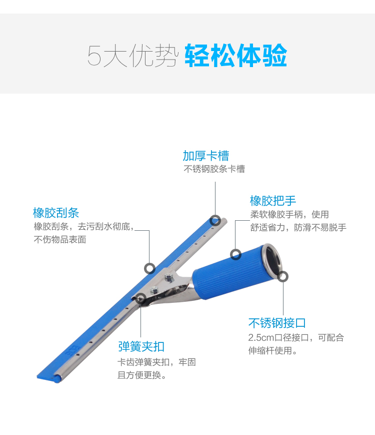 兰诗 BL-1216 不锈钢玻璃刮40厘米款 5个装