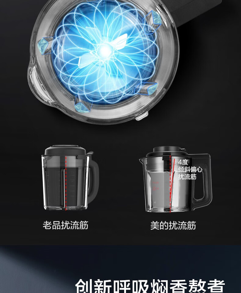 美的（Midea）破壁机BL1543A 旋风8叶刀智频破壁机 加热豆浆机 母婴辅食煮 料理机榨汁机【双杯配置】