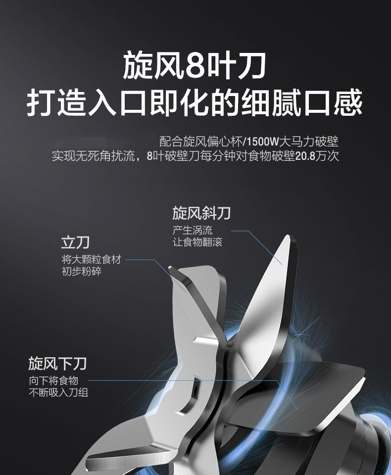 美的（Midea）破壁机BL1543A 旋风8叶刀智频破壁机 加热豆浆机 母婴辅食煮 料理机榨汁机【双杯配置】