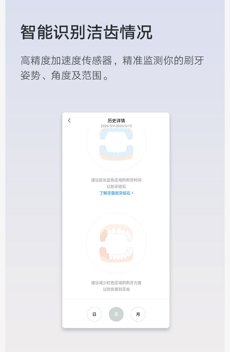 米家 小米电动牙刷 声波震动 APP智能护齿 三档模式 无线充电 美国杜邦软毛刷头 T500