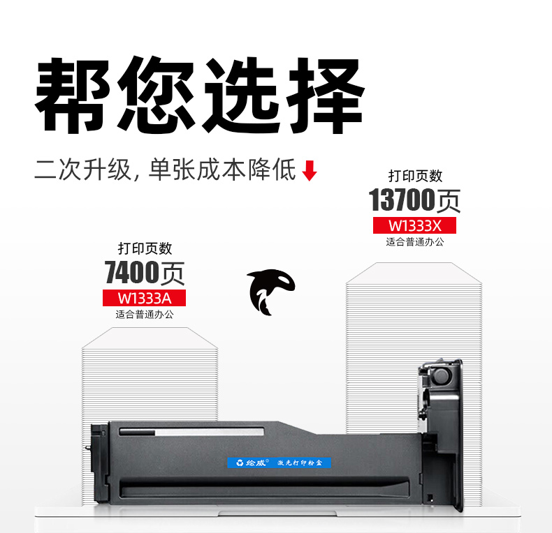 绘威 W1333A粉盒 黑色带芯片 适用惠普/HP M437n M437dn M437nda M439n M439dn M439nda MFP Prntr 1支装