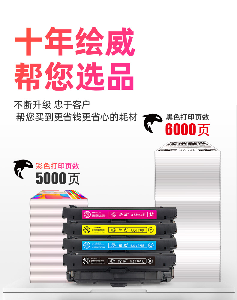 绘威 CF360A 508A硒鼓 四色 适用惠普/HP M553n M553X M553dn M552dn M577dn M577f M577z 4支/套