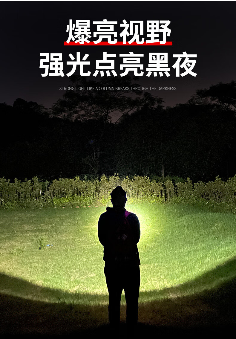 神鱼 SHENYU 手电筒强光远射可充电便携式变焦超亮防水户外家用应急照明灯SY1012