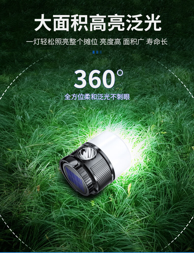 神鱼SHENYU 夜市灯地摊灯太阳能可充电长续航露营灯户外家用帐篷灯营地灯灯泡停电应急照明灯 H-F07-B