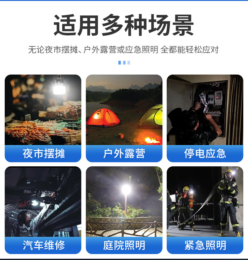 神鱼SHENYU 夜市灯地摊灯太阳能可充电长续航露营灯户外家用帐篷灯营地灯灯泡停电应急照明灯 H-F07-B