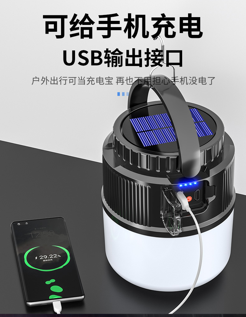 神鱼SHENYU 夜市灯地摊灯太阳能可充电长续航露营灯户外家用帐篷灯营地灯灯泡停电应急照明灯 H-F07-B