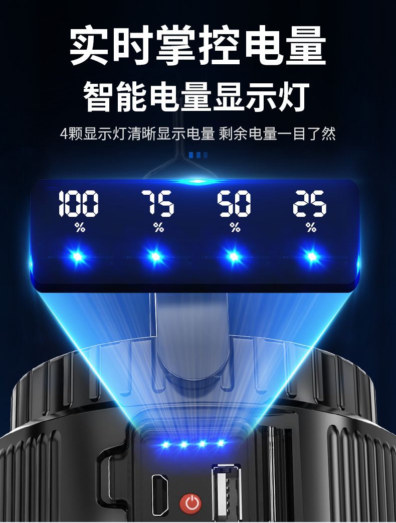 神鱼SHENYU 夜市灯地摊灯太阳能可充电长续航露营灯户外家用帐篷灯营地灯灯泡停电应急照明灯 H-F07-B