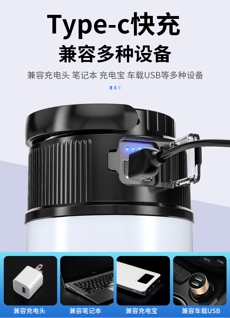 神鱼SHENYU 夜市灯地摊灯太阳能可充电长续航露营灯户外家用帐篷灯营地灯灯泡停电应急照明灯 H-F07-B