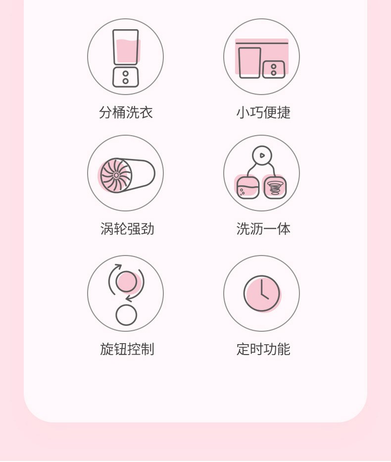 奥克斯( AUX) 分桶洗衣机迷你小型宝宝婴儿童洗袜子神器健康分洗宿舍专用便携式折叠清洗机 红色XPB30-1140