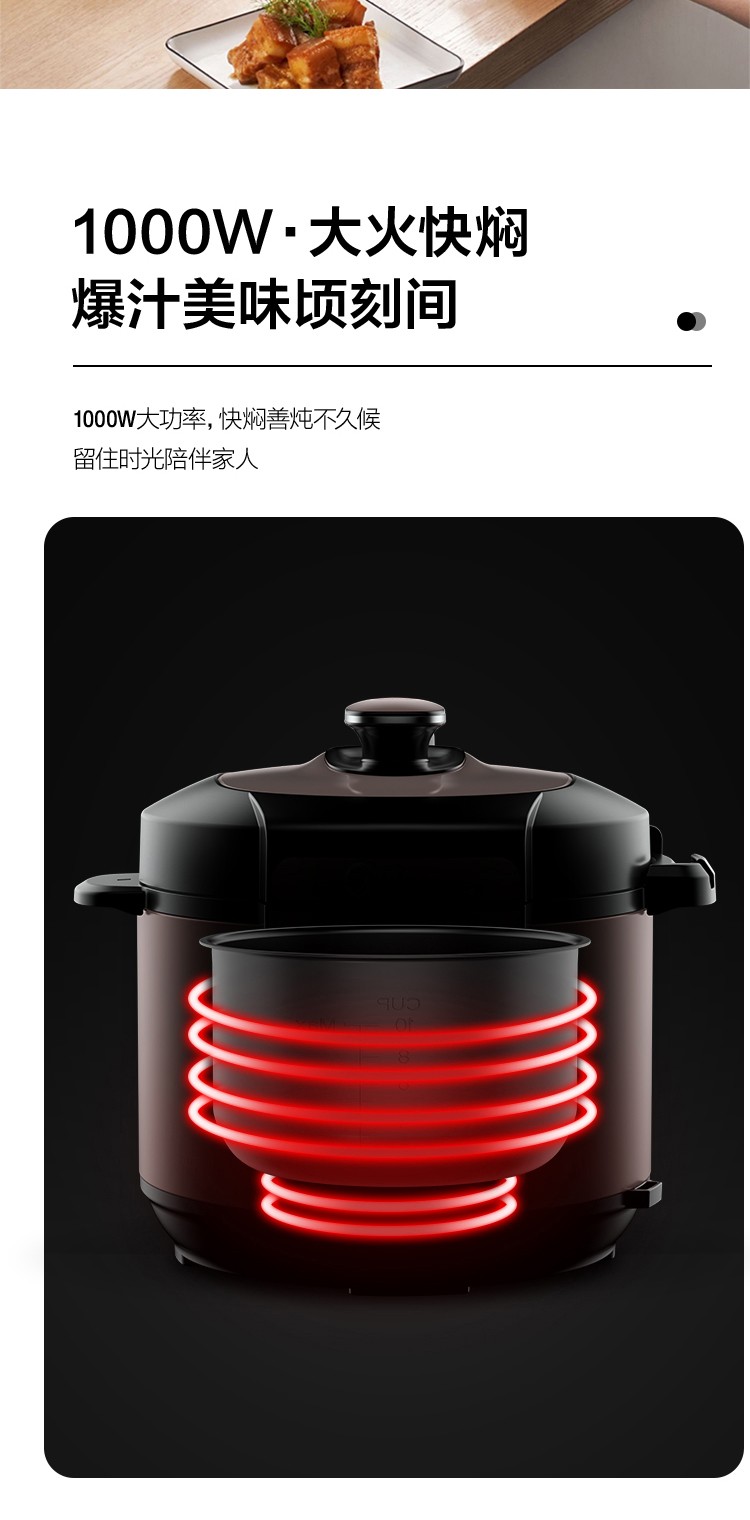 美的（Midea）电压力锅大容量双胆高压锅饭煲饭锅家用3-10人 双胆5L大容量丨MY-YL50M3-752（MY-YL50M132）